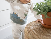Load image into Gallery viewer, Viverano Organics - Dino Applique Button Baby Pullover Sweater (Organic): Stone / 6-12
