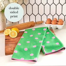 Load image into Gallery viewer, rockflowerpaper - PINK PICKLEBALLS blu Kitchen Tea Towel
