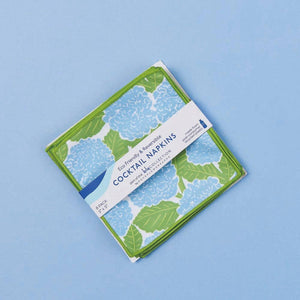 rockflowerpaper - BLUE HYDRANGEA Reusable Eco Cocktail Napkins, set of 8