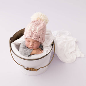 hi. Rosy Hand Knit Beanie Hat: M (6-24 months)