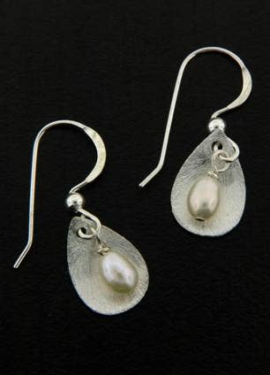 Sosie Designs - White Pearl Petal Drop Earrings