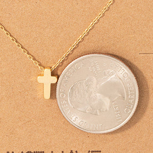 Dainty Mini Cross Pendant Necklace: Silver