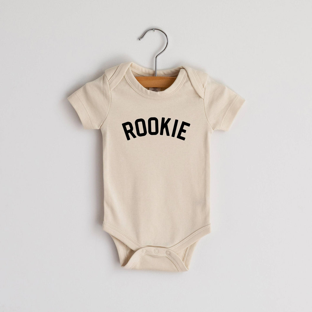 Cream Rookie Modern Organic Baby Bodysuit: 0-3 Months / Short Sleeve