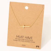 Load image into Gallery viewer, Side Cross Pendant Necklace: Gold
