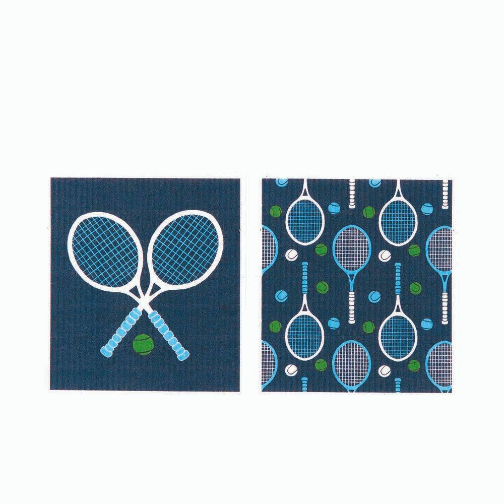 rockflowerpaper - TENNIS blu Cloths Reusable Sponge-Cloth, Set of 2