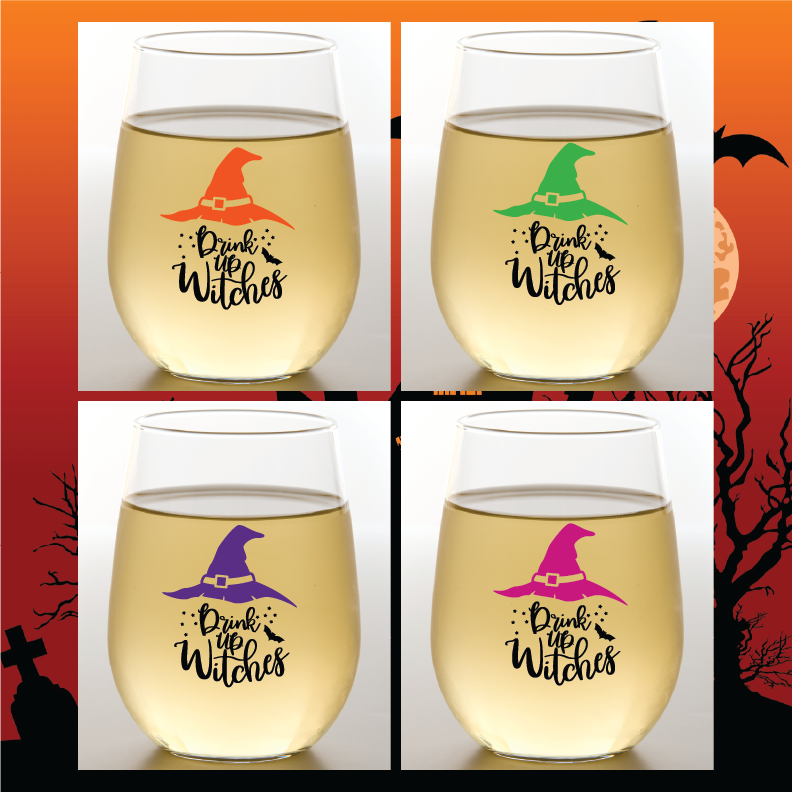 Wine-Oh! - DRINK UP WITCHES Unbreakable TRITAN Plastic Wine Glasses: 2pk