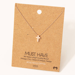 Dainty Mini Cross Pendant Necklace: Silver