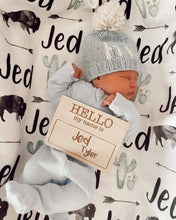 Load image into Gallery viewer, Huggalugs - Hi. Surf Blue Hand Knit Beanie Hat: S (0-6 months)
