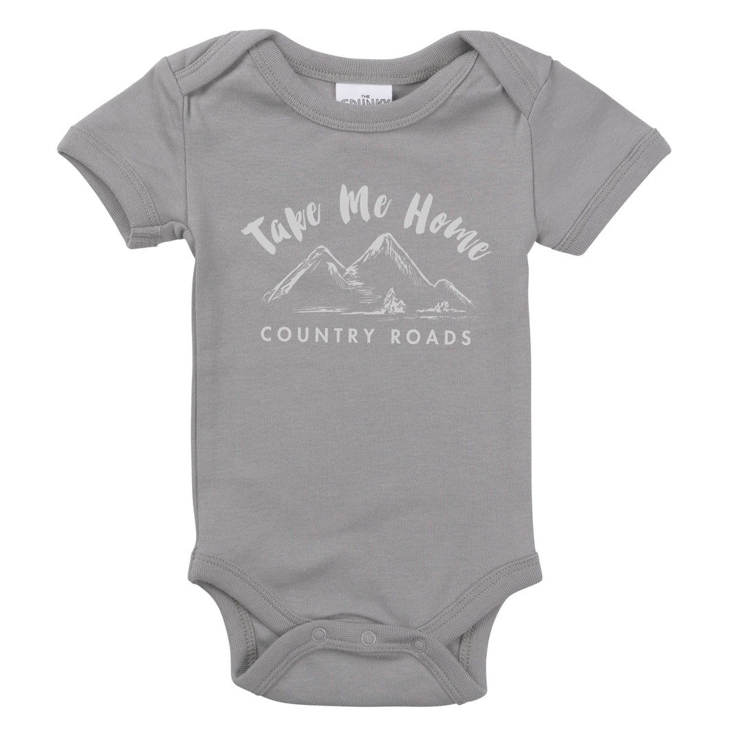 Spunky Stork - Country Roads Organic Cotton Baby Bodysuit Toddler Shirt: Thunder / 0-3 Months Bodysuit