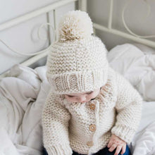 Load image into Gallery viewer, Natural Garter Stitch Beanie   M (6-24 months)
