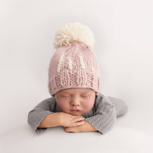 hi. Rosy Hand Knit Beanie Hat: M (6-24 months)