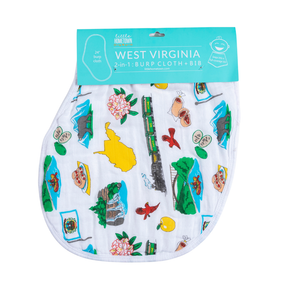 Little Hometown - Baby Burp Cloth & Bib Combo: West Virginia