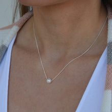 Load image into Gallery viewer, Floating White Pearl Blessing Necklace In Sterling Silver
