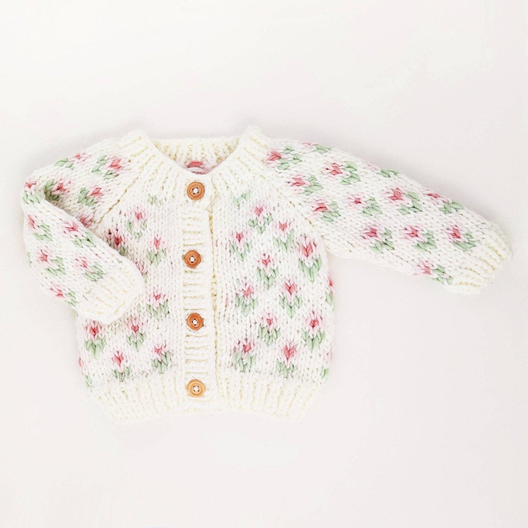 Huggalugs - Bitty Blooms White Cardigan Sweater Baby & Toddler: 12-18 months