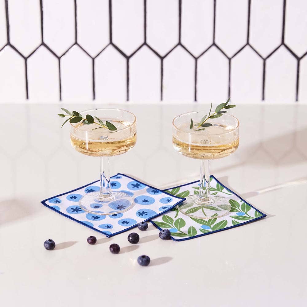 rockflowerpaper - BLUEBERRY MEDLEY Reusable Eco Cocktail Napkins, set of 8