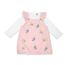 Load image into Gallery viewer, Viverano Organics - Ditsy Floral Embroidered Tunic Baby Knit Dress Set (Organic): Blush Pink / Floral / 6-12M

