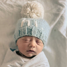 Load image into Gallery viewer, Huggalugs - Hi. Surf Blue Hand Knit Beanie Hat: S (0-6 months)
