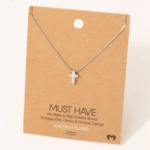 Dainty Mini Cross Pendant Necklace: Gold