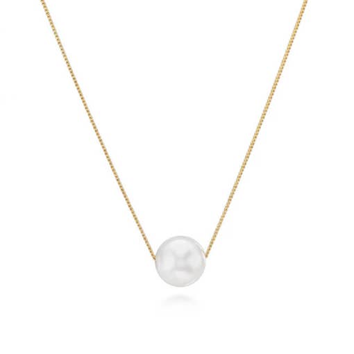 Floating White Pearl Blessing Necklace In Gold-Filled