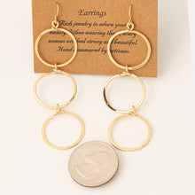 Load image into Gallery viewer, Triple Hoop Dangle Drop Earrings: GOLD
