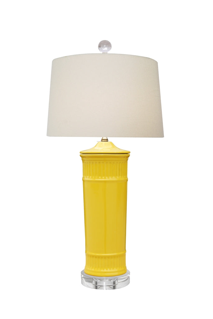 Porcelain Yellow Cylinder Lamp