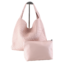 Load image into Gallery viewer, Pretty Persuasions - P23067 Woven Hobo Bag w/Cosmetic Pouch: 04 Brown
