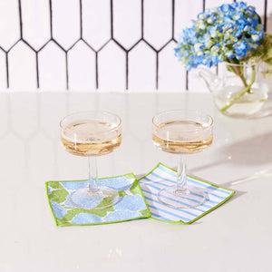 rockflowerpaper - BLUE HYDRANGEA Reusable Eco Cocktail Napkins, set of 8