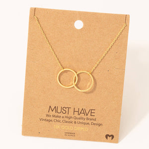 Metallic Dual Circle Pendant Necklace: Gold