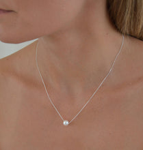 Load image into Gallery viewer, Floating White Pearl Blessing Necklace In Sterling Silver
