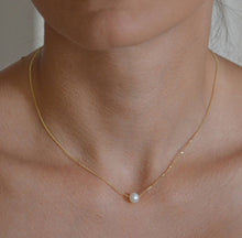 Load image into Gallery viewer, Floating White Pearl Blessing Necklace In Gold-Filled
