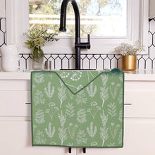 Load image into Gallery viewer, rockflowerpaper - HERBS GREEN blu Kitchen Tea Towel
