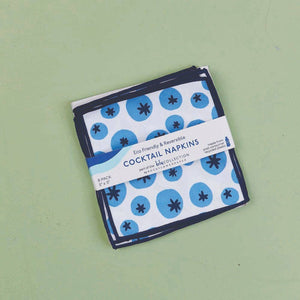 rockflowerpaper - BLUEBERRY MEDLEY Reusable Eco Cocktail Napkins, set of 8