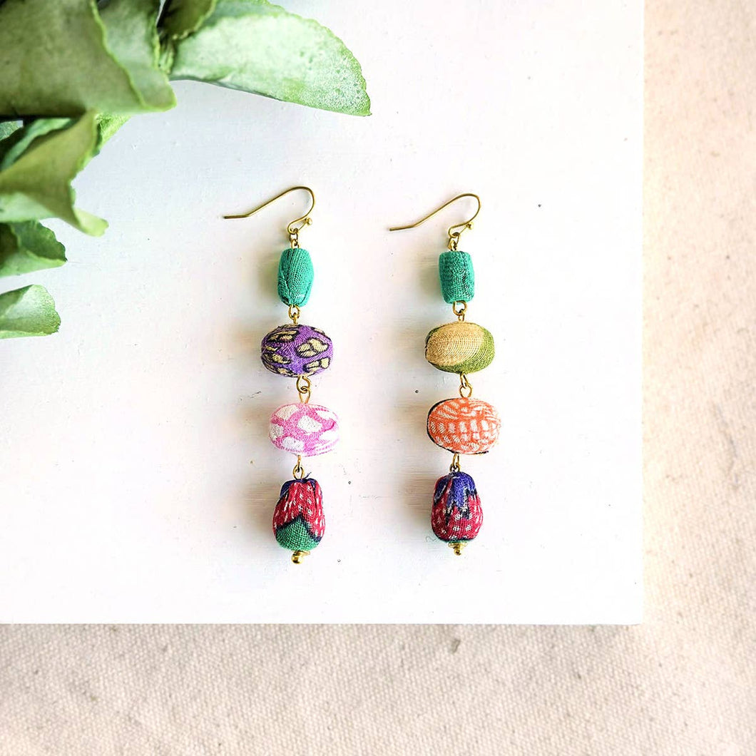 WorldFinds - Pebbled Kantha Drop Earrings
