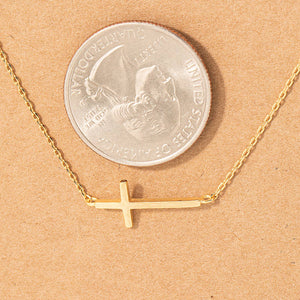 Side Cross Pendant Necklace: Silver