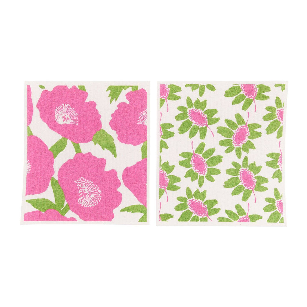 rockflowerpaper - POPPIES PINK blu Cloths, set of 2