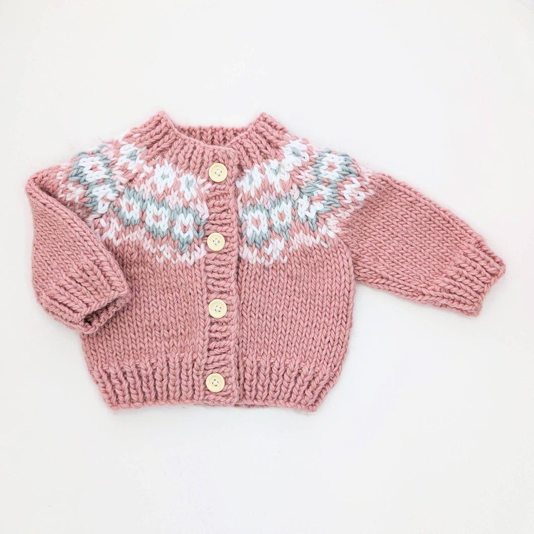 Huggalugs - Fairisle Rosy Cardigan Sweater for Baby & Toddler: 6-12 months