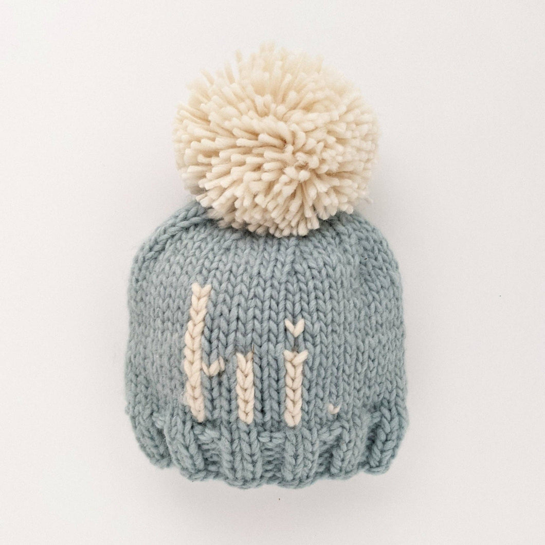 Huggalugs - Hi. Surf Blue Hand Knit Beanie Hat: S (0-6 months)