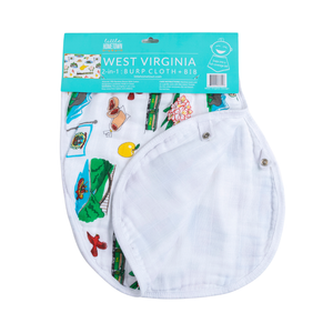 Little Hometown - Baby Burp Cloth & Bib Combo: West Virginia