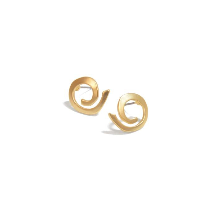 Gold Post Organic Swirl Earrings
