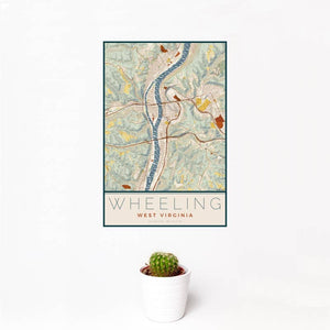 Wheeling WV Map Print Woodblock