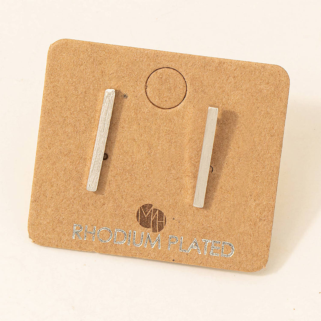 Dainty Bar Stud Earrings: Silver