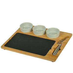Bamboo Slate Cheese Platter Set