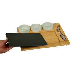 Bamboo Slate Cheese Platter Set