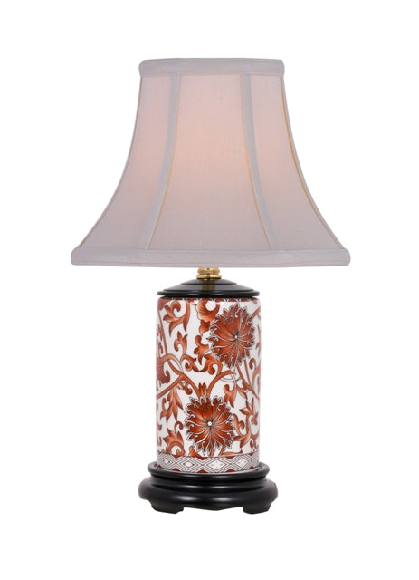 Orange Floral Porcelain Lamp