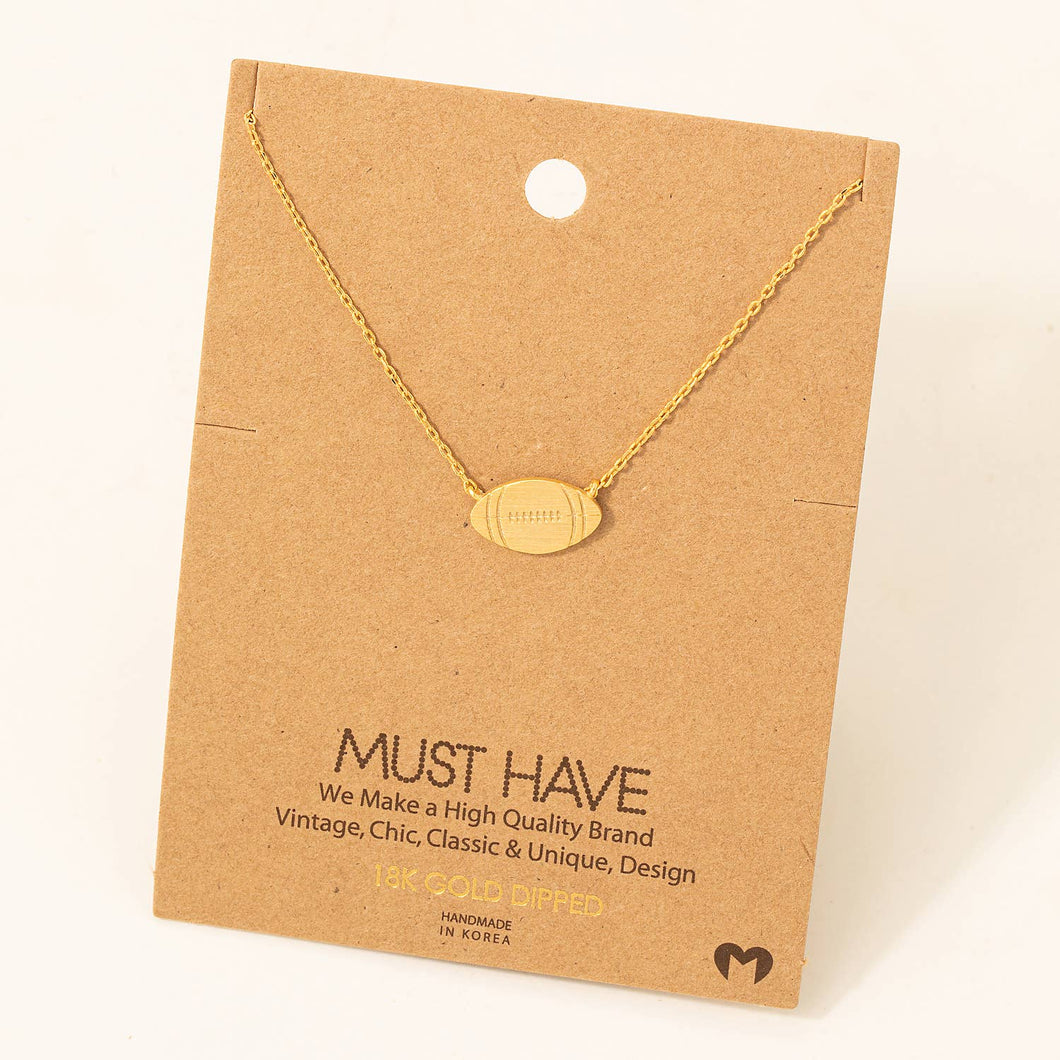 Dainty Football Pendant Necklace: Gold