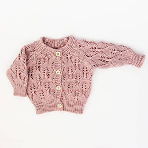 Leaf Lace Cardigan Sweater Rosy 6-12 months
