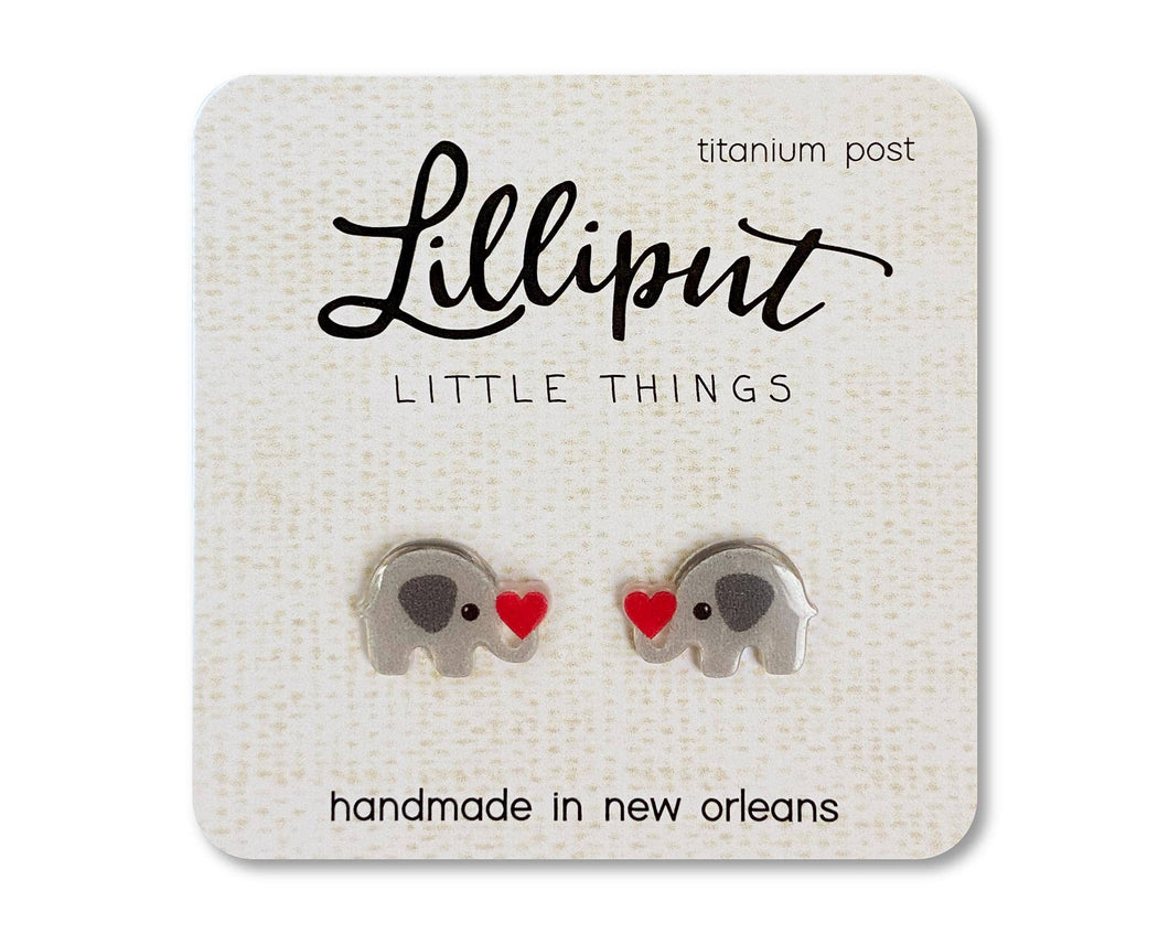 Lilliput Little Things - Elephant w Heart Earrings