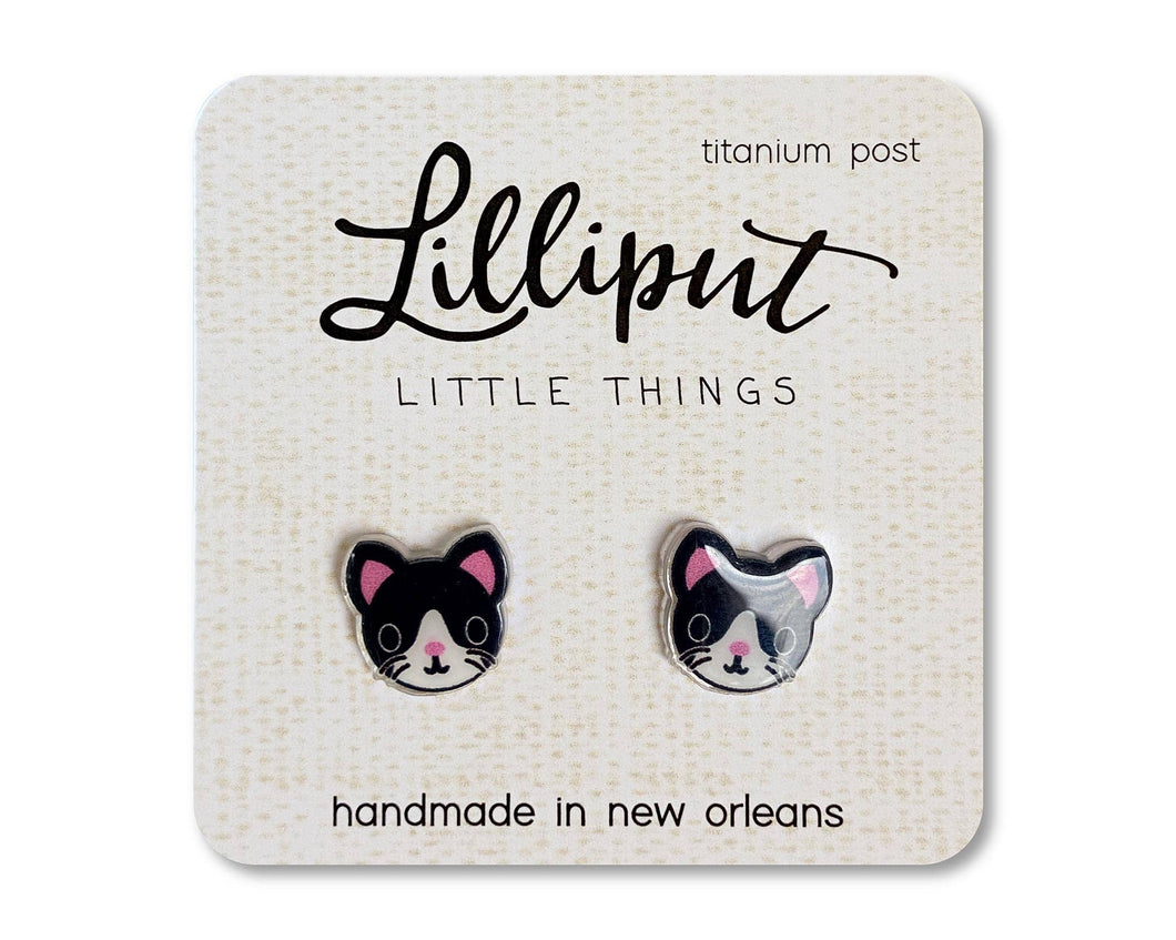 Lilliput Little Things - Kitty Cat Earrings: Tuxedo